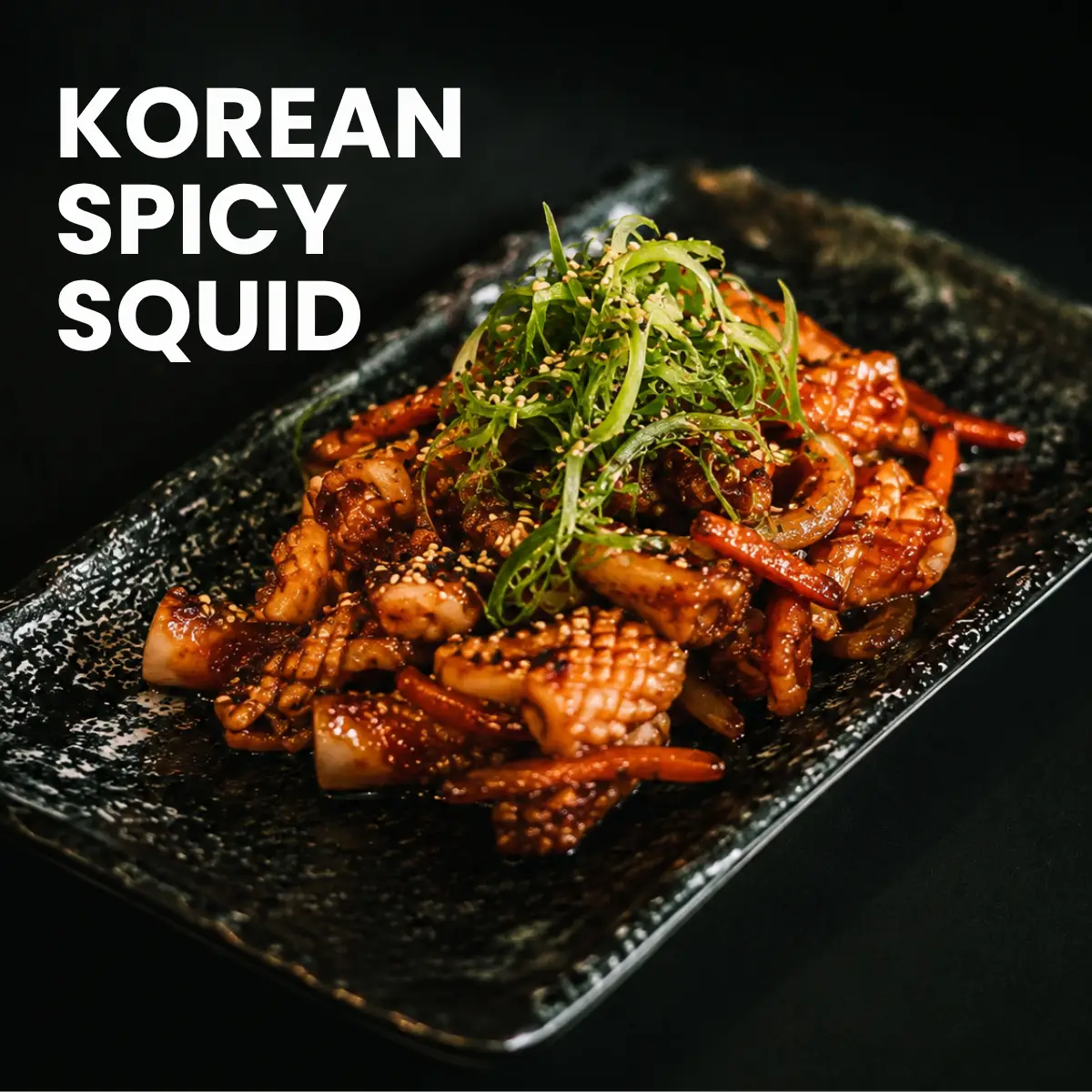 Tender squid tossed in a rich Korean spicy sauce for a bold kick of flavour.